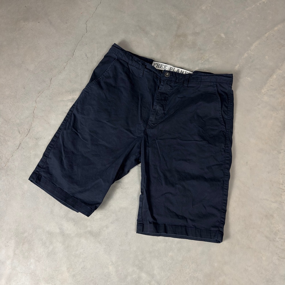 Free Planet Chino Shorts Mens 34 Navy Blue Stretch Cotton Casual Prep Skater
